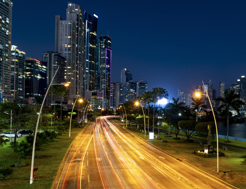 Panama City skyline at night